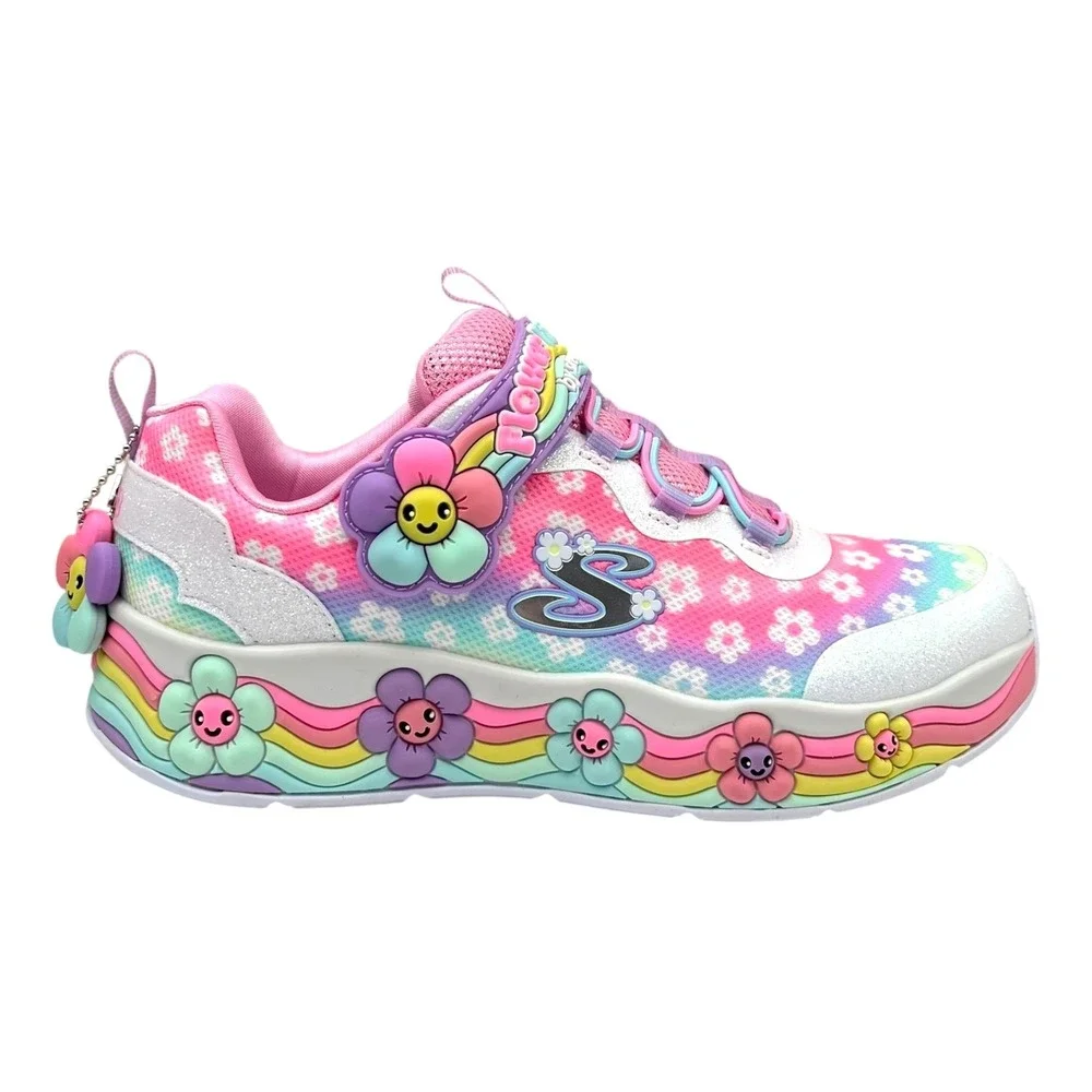 Skechers Youth Big Girls Flower Friends‎ Slip-on Sneakers Size 3.5 White/Multi